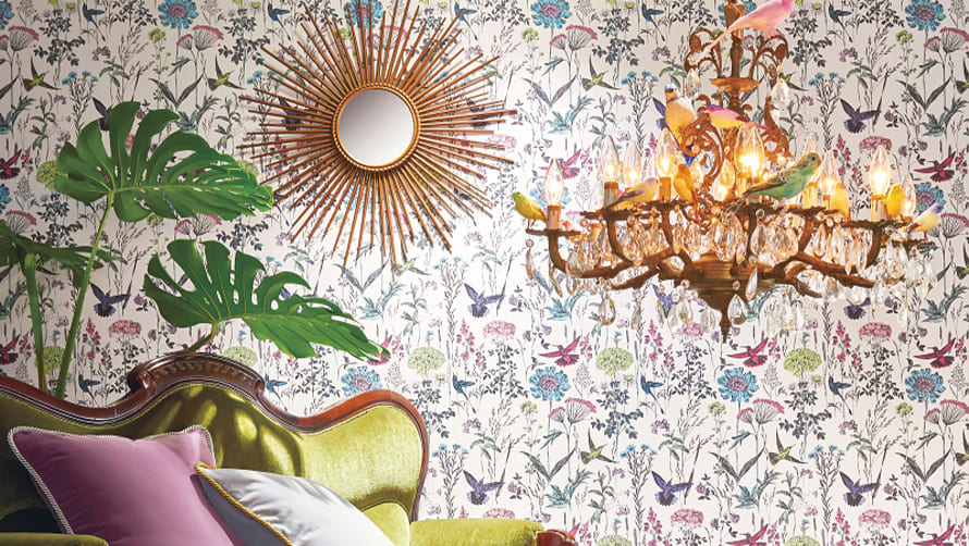 ボタニカルフラワー / のり付き壁紙