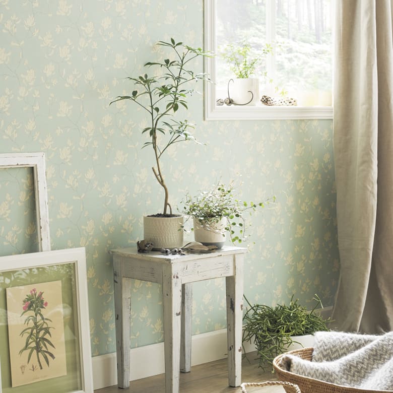 【壁紙 のりなし】 はがせる粉のりで賃貸OK ボタニカル TWP-9087